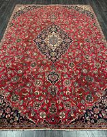 Full view of the handmade Kashan rug