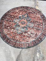 Full overhead view of round medallion rug