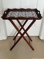 Full view of assembled folding wood tray table