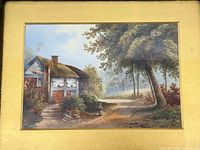 full view of painted scene on porcelain tile