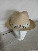 Front view of straw fedora with Element logo band