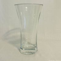 Front view of clear glass vase