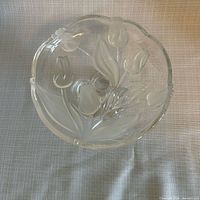 Top view of pedestal compote showing tulip pattern