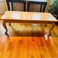 Full view of coffee table front and top surface