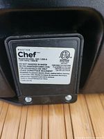 Label showing Master Chef brand, model 043-1200-6, 1000 W rating