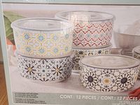 marketing image on box showing patterned bowls with lids