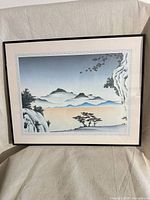 Framed Asian-style landscape print overall view