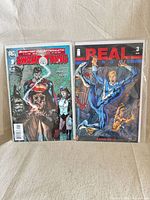 Front view of both bagged comics side by side