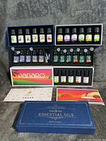 Overview of boxed essential oil sets from all four brands