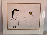 Full view of the unframed lithograph wrapped in protective plastic