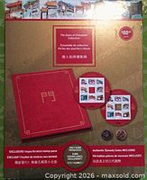 Front of sealed Gates of Chinatown Collection package showing album, stamp pane images and mention of authentic dynasty coins