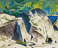 Full view of the signed 20"×24" Rock Cluster print by A. J. Casson