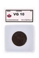 Front of KSA slab showing obverse grading label and reverse of coin