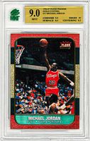 Front of encased Michael Jordan 23K gold tribute card showing grade label