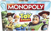 Front of Monopoly Toy Story game box showing characters