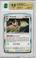 Front view of MNT graded slab displaying Noctowl holo rare card and grade label