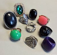 Group shot showing all ten rings