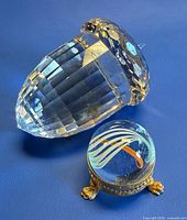 Crystal acorn and glass orb paperweights, overall view