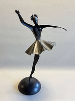 Front view of metal ballerina on domed base