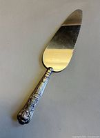 Full view of server displaying stainless blade and sterling handle