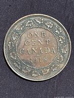 Reverse of 1916 Canada large cent