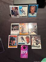 Group shot of all nine Wayne Gretzky cards in sleeves