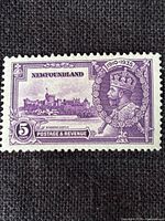 Front of 5¢ Newfoundland stamp showing design details and color