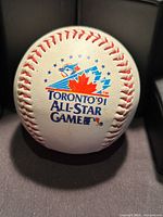 Front logo side of baseball showing Toronto ‘91 All-Star Game logo