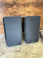 Front view of both speakers with grilles attached