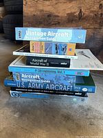 Stack showing spines of several aviation books