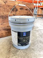 Front view of 5-gal Sherwin-Williams Cashmere paint pail