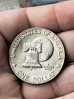 Reverse showing Liberty Bell over moon, UNITED STATES OF AMERICA, ONE DOLLAR