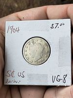 Obverse of 1904 Liberty Head nickel in holder