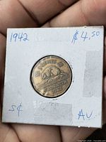 Reverse showing beaver design, date 1942 and denomination