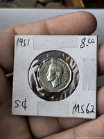 Obverse showing George VI in 2×2 holder with date, denomination and MS62 noted