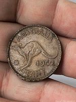 Reverse of 1952 Australian penny showing kangaroo design