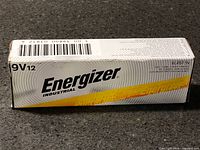 Front view of sealed box showing Energizer Industrial branding and 9V12 quantity