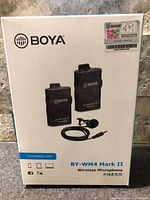 Front of sealed Boya BY-WM4 Mark II retail box
