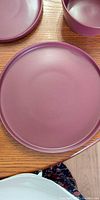 Top view of burgundy dinner plate