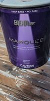 Front label of Behr Marquee 1-gal paint can showing deep base No. 2453 and product details