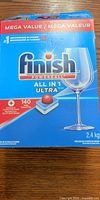 Front of Finish Powerball All In 1 Ultra box showing branding and original 140-tablet count