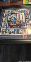 Full view of framed Johnny Bower print showing frame, matting and entire collage