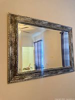 Front view of horizontal mirror on wall