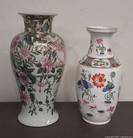 Both porcelain vases side by side