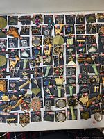 Overview of entire lot showing numerous AXCESS brooches on cards