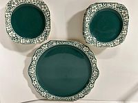 Top view of platter and two plates showing color, pattern, quantity