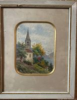 Full view of framed watercolour with mat and frame