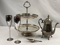 Group shot showing all five silverplate items