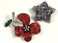 Both brooches side by side showing overall design and colors