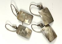 Two pairs of sterling rectangular earrings with hooks